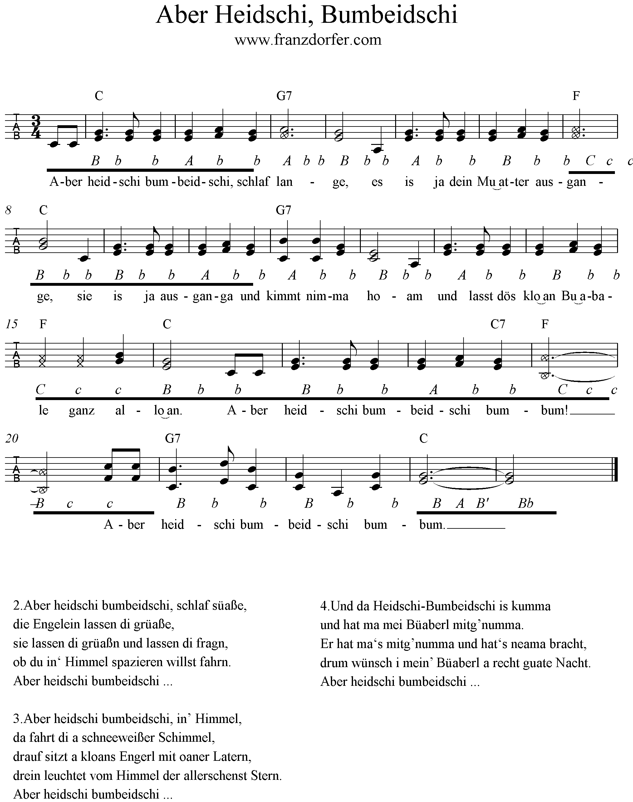 Griffschrift Aber Heidschi Bumbeidschi